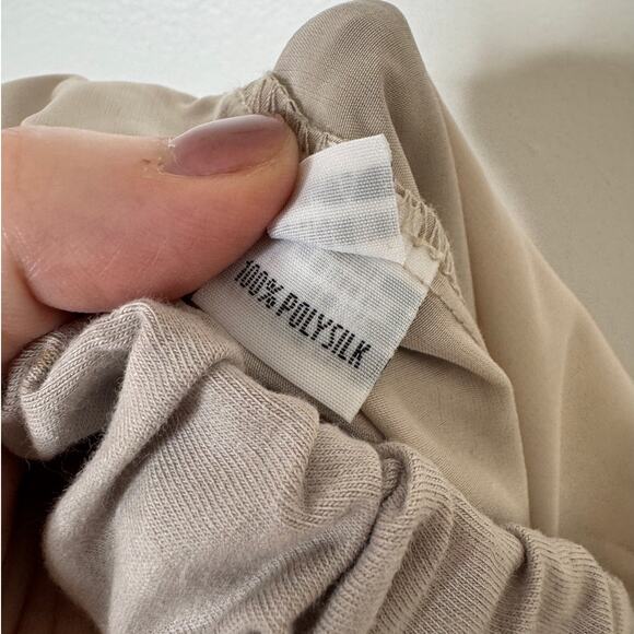 Planet by Lauren G Size 3 Cream Beige Polysilk Drawstring Crop Pant 14/16 1X XL - Picture 12 of 13